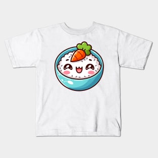 Charming Kawaii Rice Bowl Kids T-Shirt